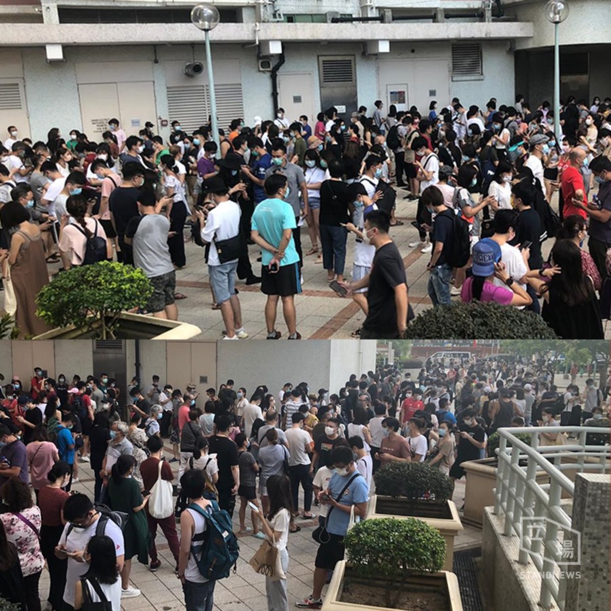 天水圍天瑞票站外出現人龍,有在隊伍前列的市民表示,已輪候了近兩小時。