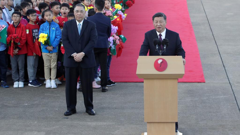 中国国家主席习近平周五20日出席澳门在政权移交20周年庆典大会讲话