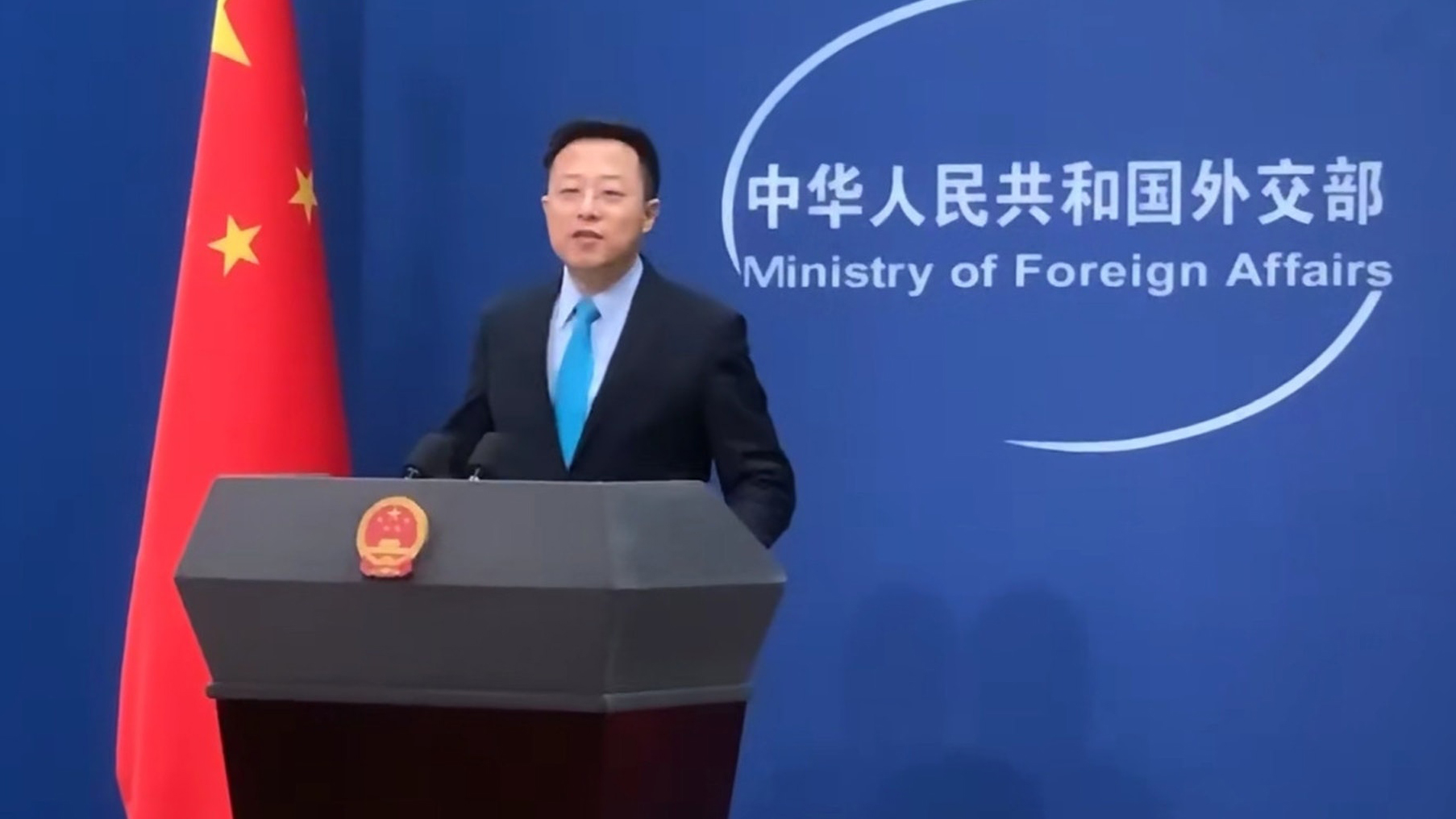 中国外交部新任发言人赵立坚。（视频截图）