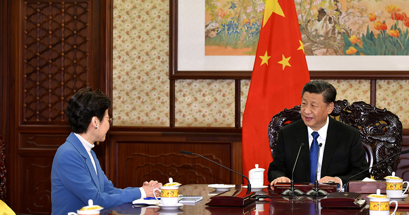 香港特首林鄭月娥與中國大陸國家主席習近平。 圖:翻攝香港政府新聞網