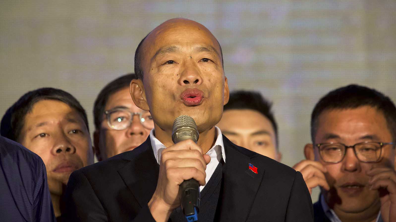 代表国民党的韩国瑜在台湾总统选举中败北。(美联社)