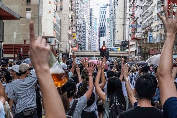 Protesters in Hong Kong on Wednesday. The pro-democracy demonstrations over the past year have alarmed and frustrated mainland officials.